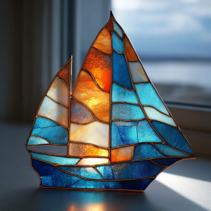 Stained glass sail boat