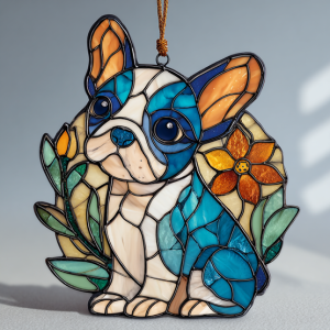 Stained glass puppy dog